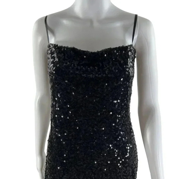 Body Central Womens M Black Mini Bodycon Stretch Sequined Party Dress Coquette - Picture 7 of 16